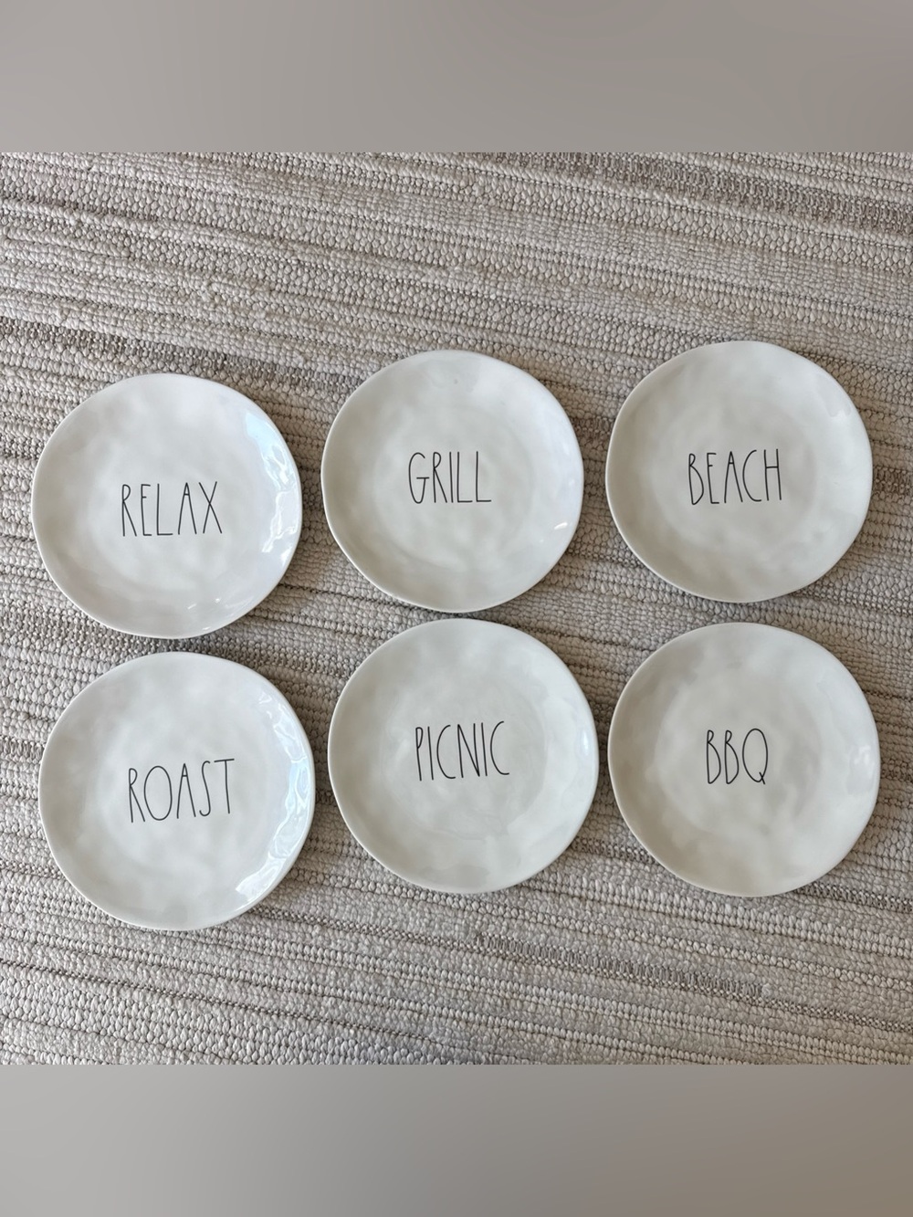 Rae Dunn Melamine Dinner Plate Farmhouse Dimple Plates 10" Set Of 6